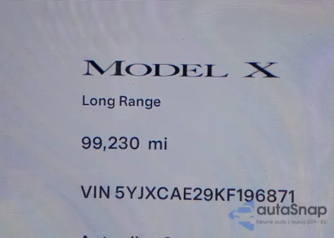 2019 Tesla Model X 100D/75D/Long Range from USA, damaged, VIN 5YJXCAE29KF196871